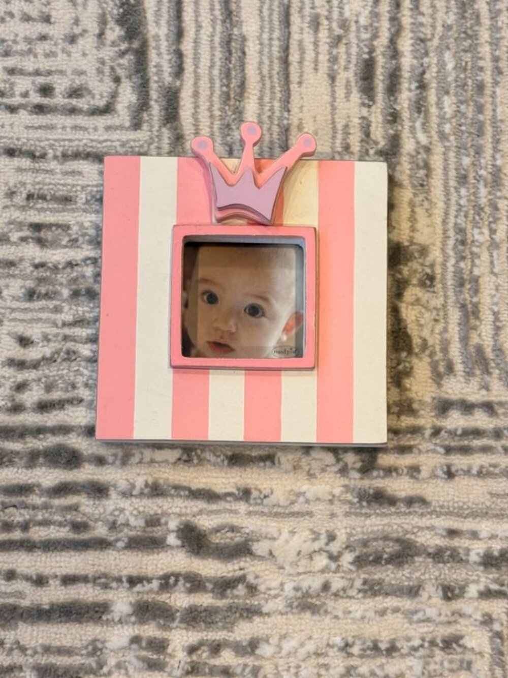 NEW Little Princess "Mud Pie" pink/white wood picture frame